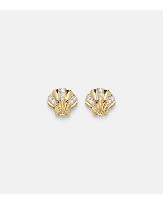Mateo White Petite Venus 14Kt Stud Earrings With Diamonds