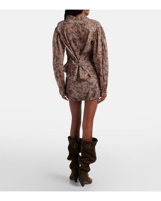 Isabel Marant Brown Coralie Printed Cotton Miniskirt