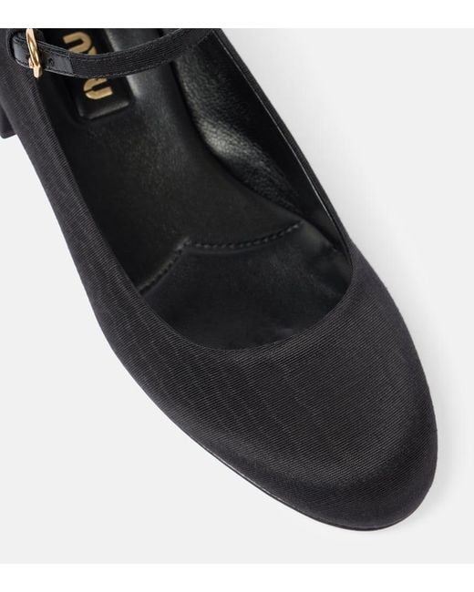24PF new/MiuMiu キャンバスメリージェーンパンプス Pumps Black Miu Miu Canvas Leather-Lined Mary Jane Pumps in Black | Lyst