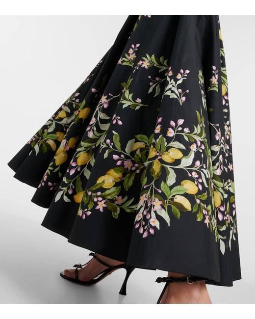 Giambattista Valli Black Bow-detail Printed Poplin Gown