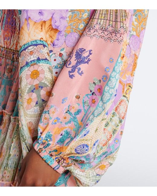 Camilla White Embellished Lace-Up Silk Blouse