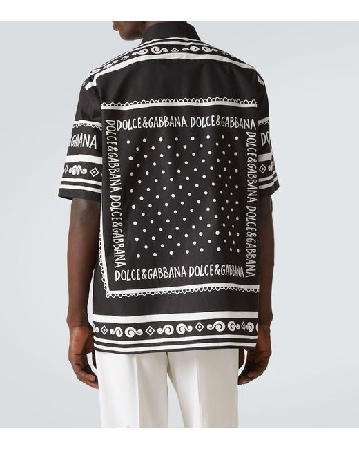 Camisa De Denim Y Seda Estampada Dolce & Gabbana de hombre de color Black