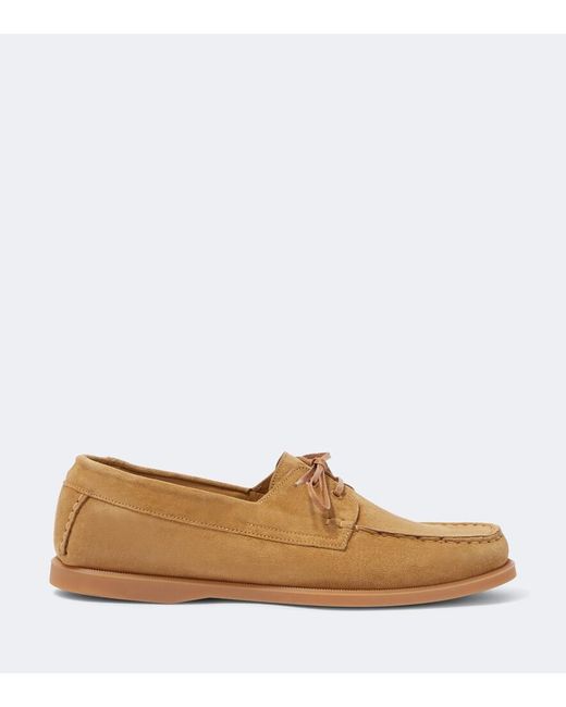 Saman Amel White City Moc Suede Boat Shoes for men