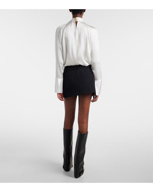 Balmain Black Virgin Wool Grain De Poudre Miniskirt