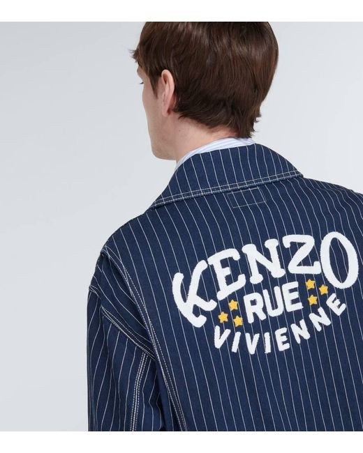 KENZO Blue Sailor Striped Denim Jumpsuit for men