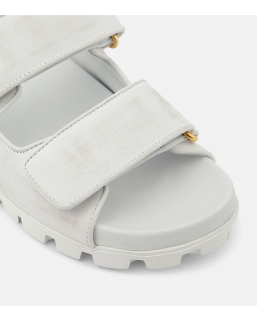 Miu Miu White Distressed Leather Sandals