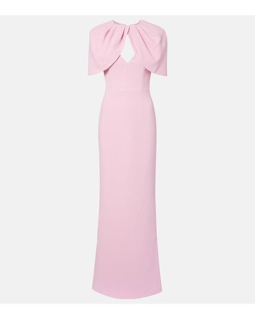 Rebecca Vallance Pink Xena Caped Crepe Gown