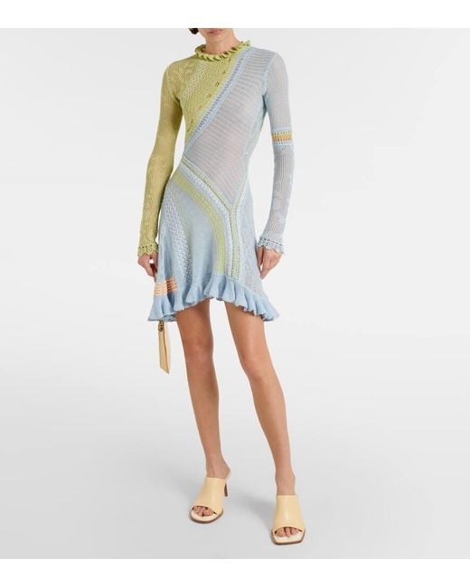 Roberta Einer White Ali Open-Knit Cotton Minidress