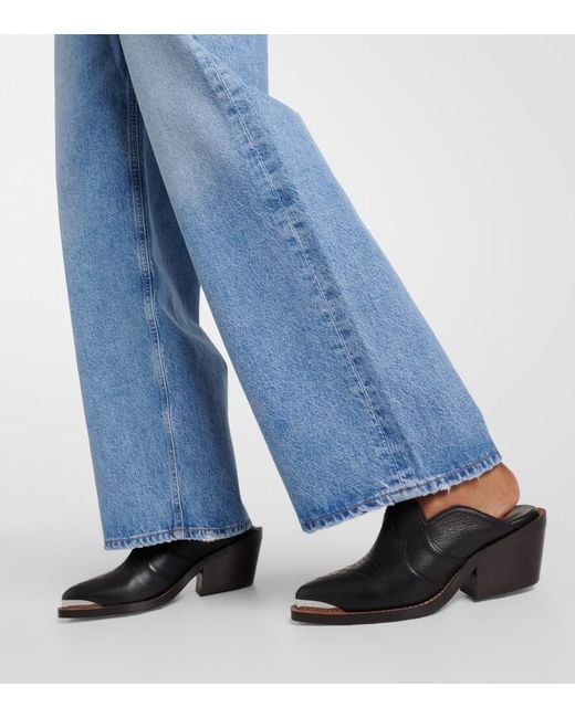 Dorothee Schumacher Black Western Shine Leather Mules