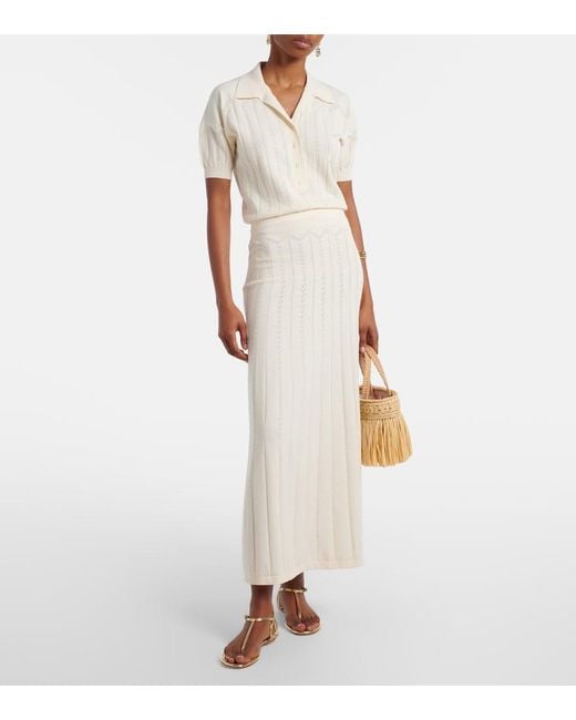 Faithfull The Brand White Mieralla Pointelle Cotton-Blend Maxi Skirt
