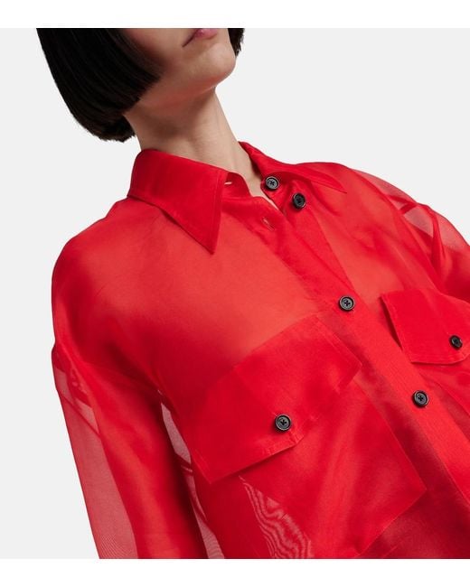 Camisa Mahmet de organza de seda Khaite de color Red