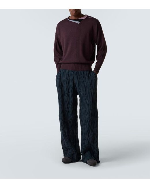 Kiko Kostadinov Blue Raday Knitted Cotton Wide-Leg Pants for men
