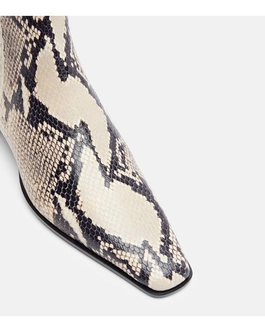 Paris Texas Natural Bettina Snake-Print Ankle Boots