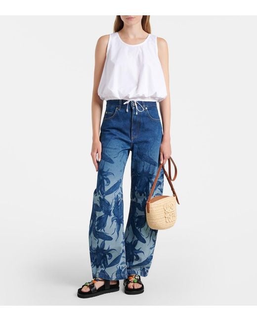 Loewe White Paula's Ibiza Cotton Poplin Crop Top