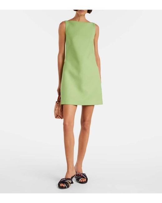Emilia Wickstead Green Rifer Wool Cady Minidress