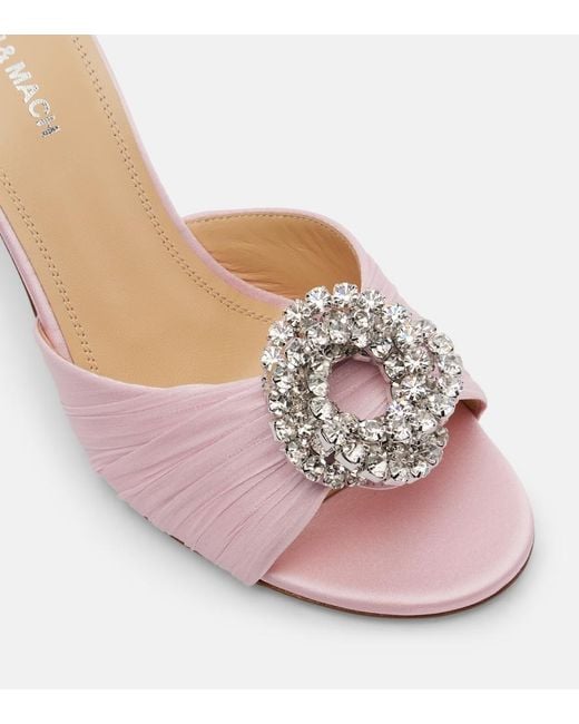 Mach & Mach Pink Galaxy 85 Embellished Satin Mules