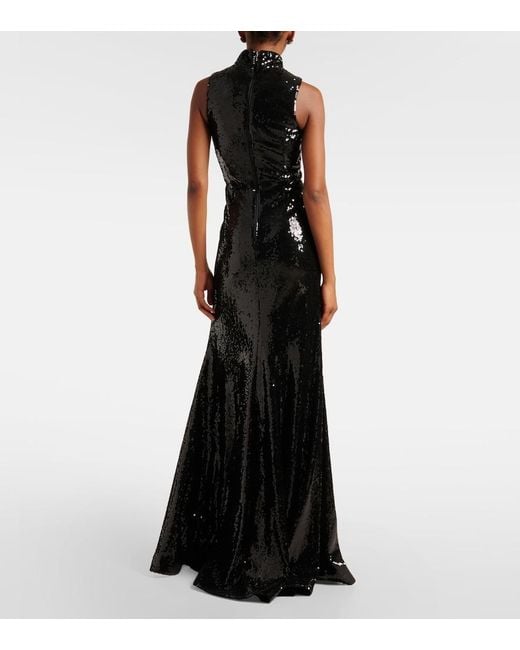 Rebecca Vallance Black X Nicky Hilton Lena Bow-Detail Sequined Gown