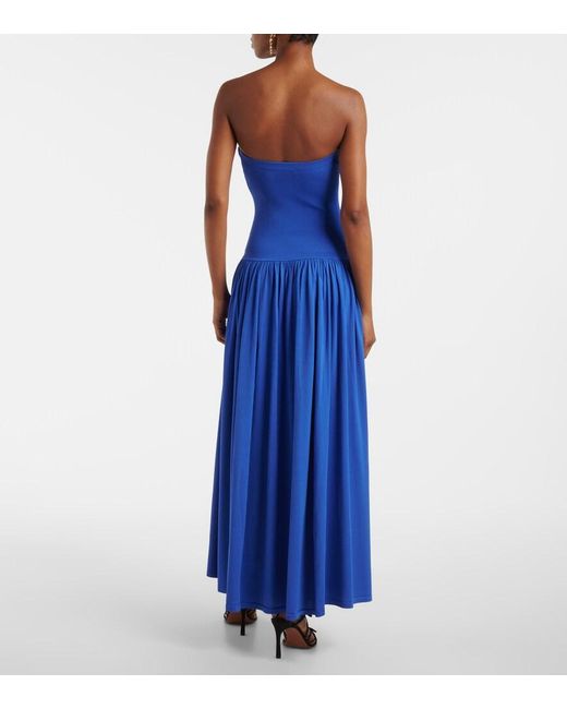 Zimmermann Blue Maxine Drop-Waist Maxi Dress