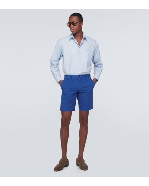 Shorts slim de mezcla de algodon Incotex de hombre de color Blue