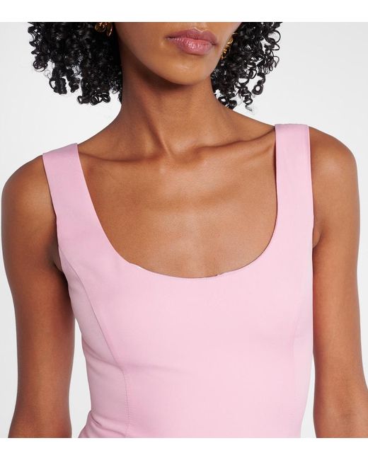 LEO LIN Pink Emily Floral-Applique Midi Dress