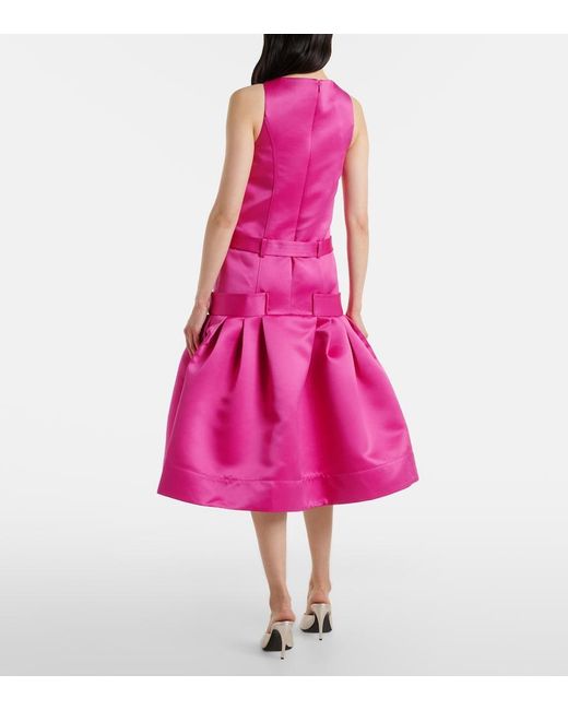 Ganni Pink Belted Satin Midi Dress