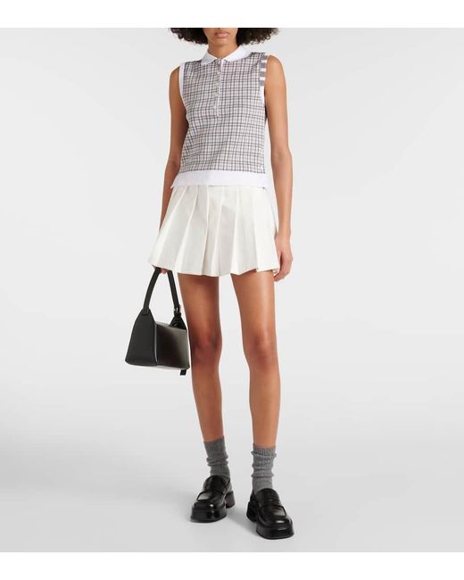 Thom Browne White 4-bar Checked Silk And Cotton Top