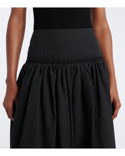 Alaïa Black Cotton-Blend Maxi Skirt