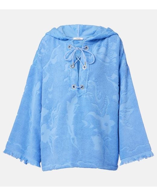 Dorothee Schumacher Blue Cosy Towelling Cotton Terry Hoodie