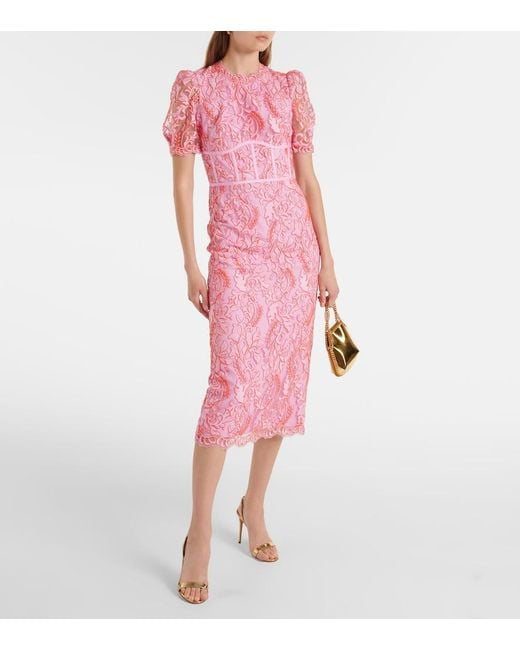 Rebecca Vallance Pink Maribella Lace Corset Dress