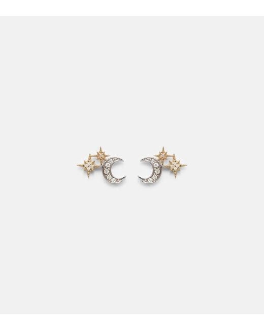 Sydney Evan White Moon 14Kt Earrings With Diamonds