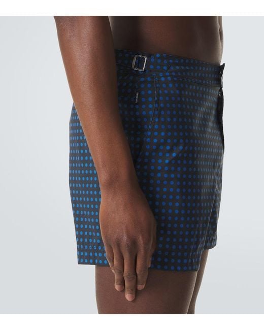 Tom Ford Blue Polka-Dot Swim Trunks for men