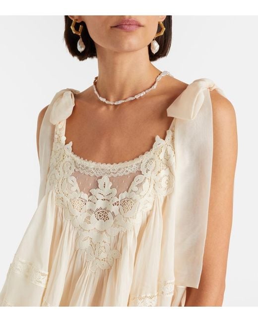 Zimmermann Natural Awaken Lace-Trimmed Cotton And Silk Top