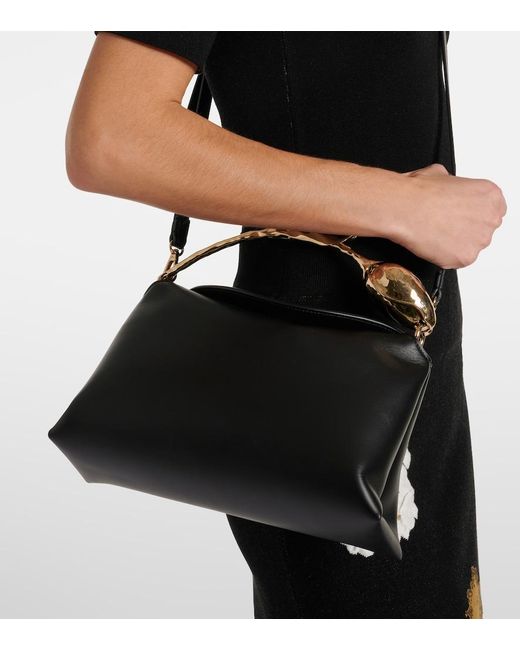 Erdem Black Bloom Medium Leather Tote Bag