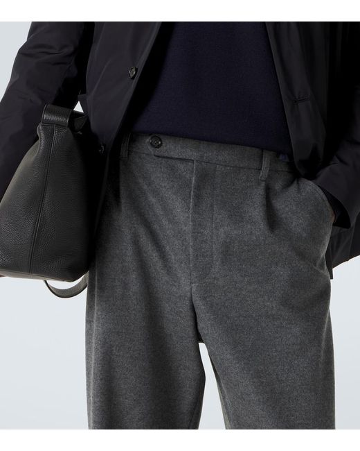 Jil Sander Gray Wool Wide-Leg Pants for men