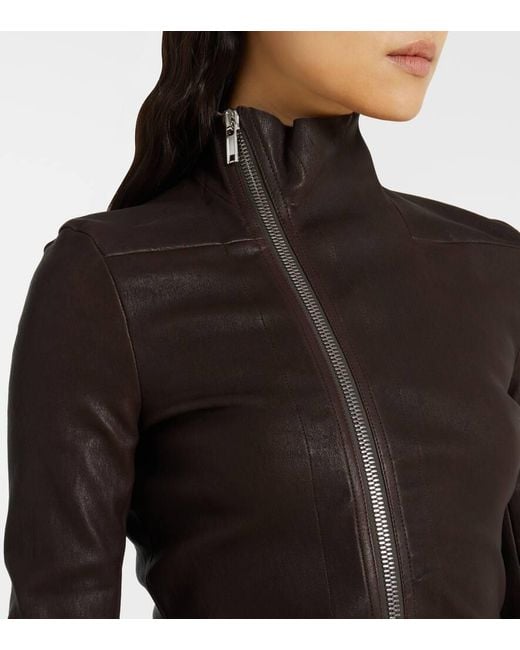 Rick Owens Brown Lederjacke Gary