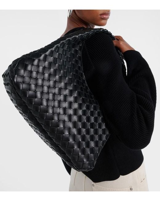 Bottega Veneta Black Campana Medium Leather Shoulder Bag