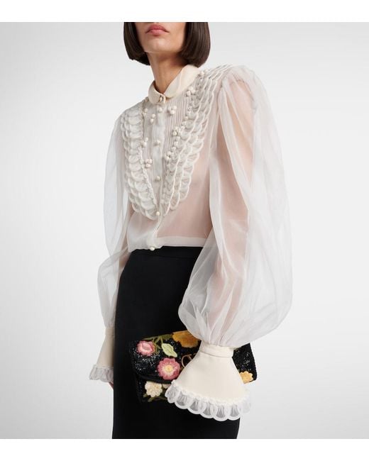 Valentino White Sheer Silk Organza Blouse