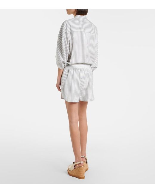 Stella McCartney White Silk And Wool Striped Shorts