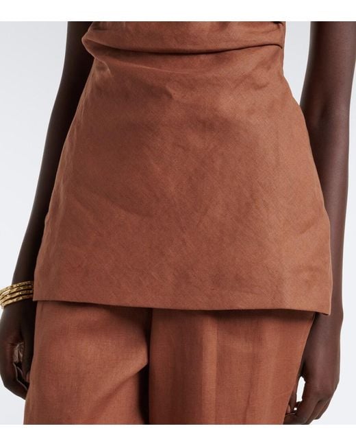 Faithfull The Brand Brown Salina Linen Top