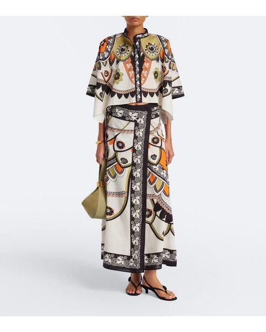 LaDoubleJ Multicolor Foulard Printed Cropped Cotton Shirt