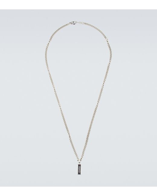 Gucci Logo Sterling Silver Necklace in Metallic for Men | Lyst UK
