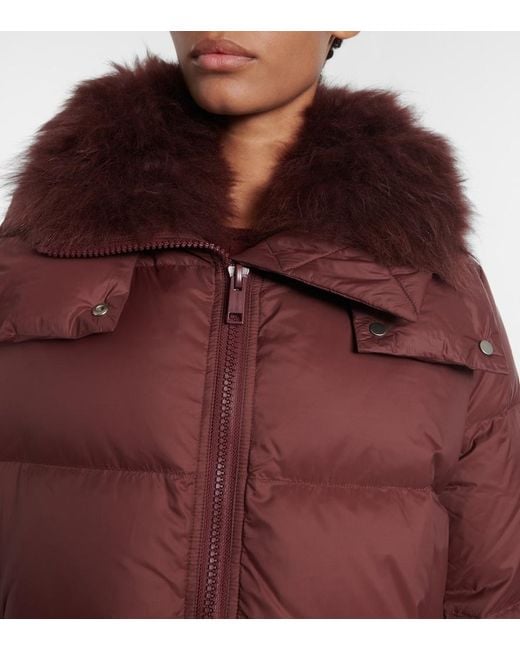 Yves Salomon Red Quilted Down Jacket
