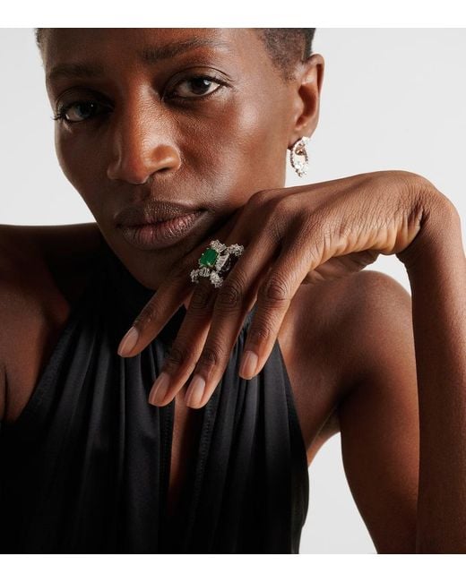 Anillo Reign Supreme De Oro Blanco De 18 Ct Con Esmeralda Y Diamantes YEPREM de color White