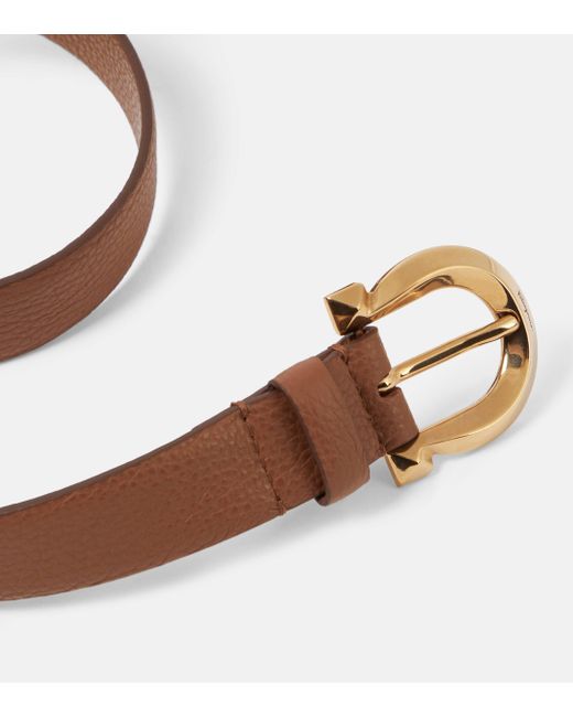 Ferragamo Brown Gancini Leather Belt