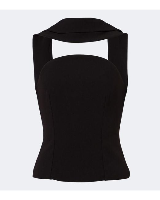 Roland Mouret Black Scarf-Detail Crepe Corset Top