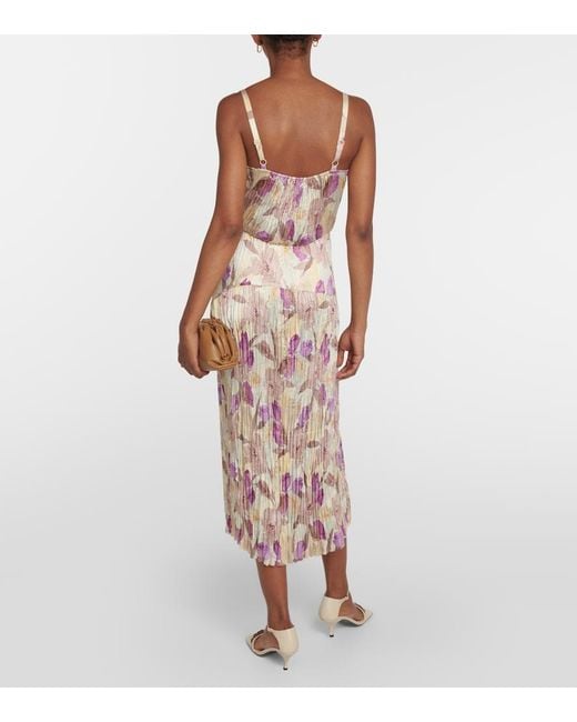 Vince Multicolor Floral Pleated Midi Dress