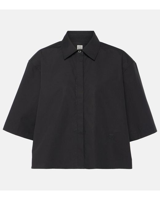Totême Black Cropped Cotton Shirt