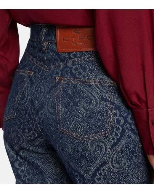 Etro Blue High-Rise Flared Jeans Pegaso