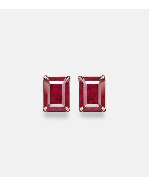 SHAY Red 18Kt Rose Earrings With Rubies