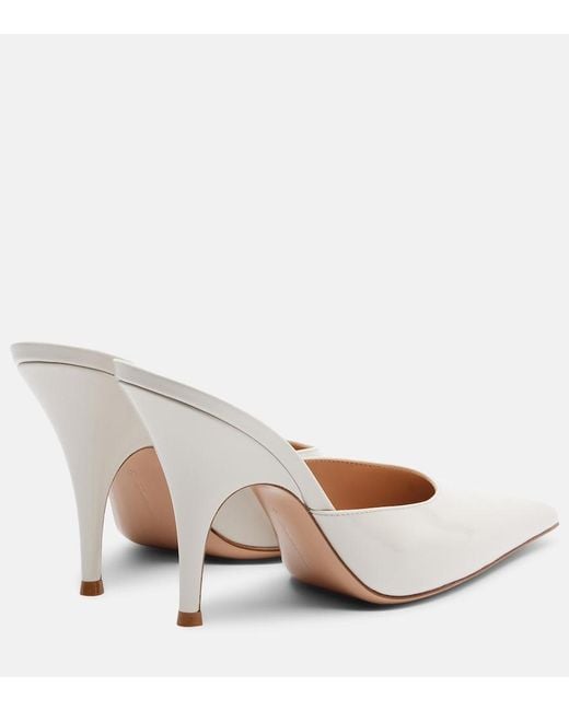 Gianvito Rossi White Patent Leather Mules